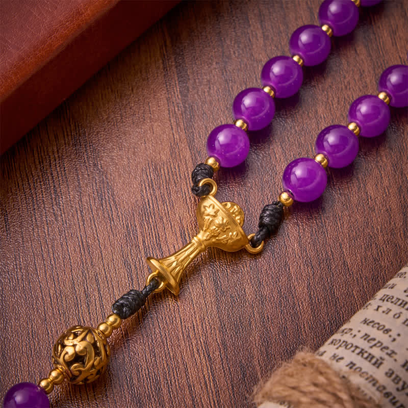 Deep Violet Round Bead Holy Grail Rosary: Token of Abiding Heavenly Shelter