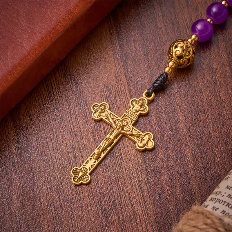 Deep Violet Round Bead Holy Grail Rosary: Token of Abiding Heavenly Shelter