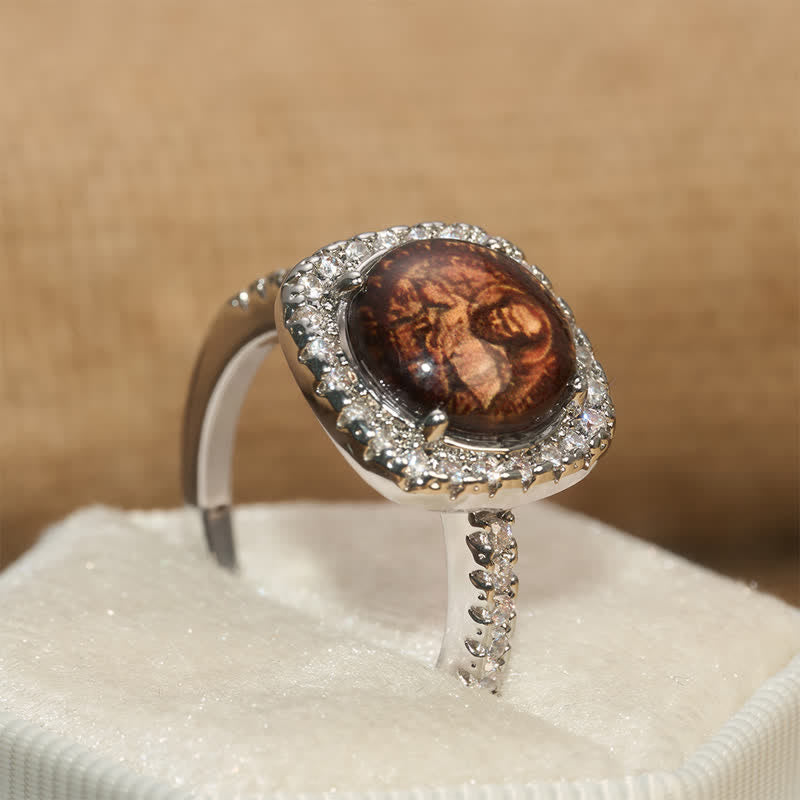 Halo Paved Stone Saint Francis Stackable Ring: Carrier of Quiet Devotion