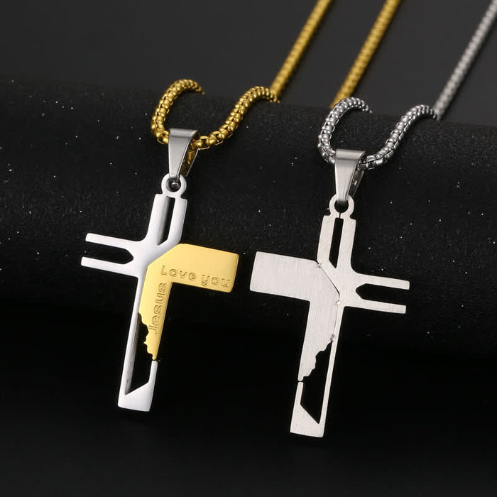 Sleek Stainless Steel Cross Necklace: Vessel of Sacred Gentle Grace