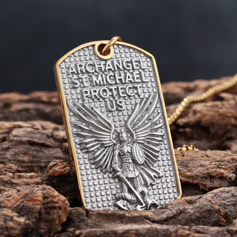 Rugged St. Michael Archangel Stainless Necklace: Vessel of Timeless Sacred Shield