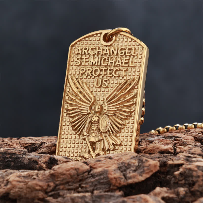 Rugged St. Michael Archangel Stainless Necklace: Vessel of Timeless Sacred Shield