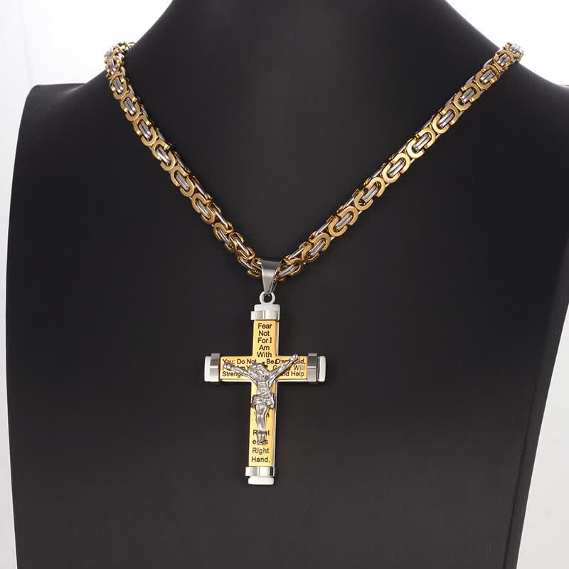 3D Sculpted Stainless Crucifix Necklace: Symbol of Timeless Divine Promise