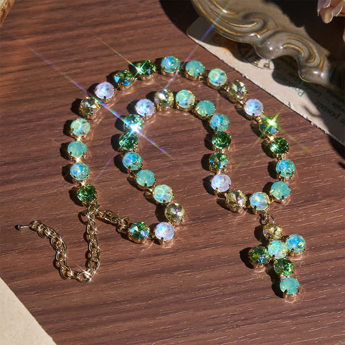 Statement Rivoli Crystal Copper Cross Necklace: Token of Unwavering Divine Majesty