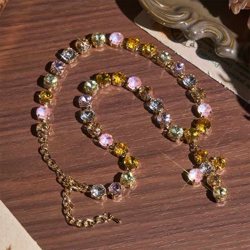 Statement Rivoli Crystal Copper Cross Necklace: Token of Unwavering Divine Majesty