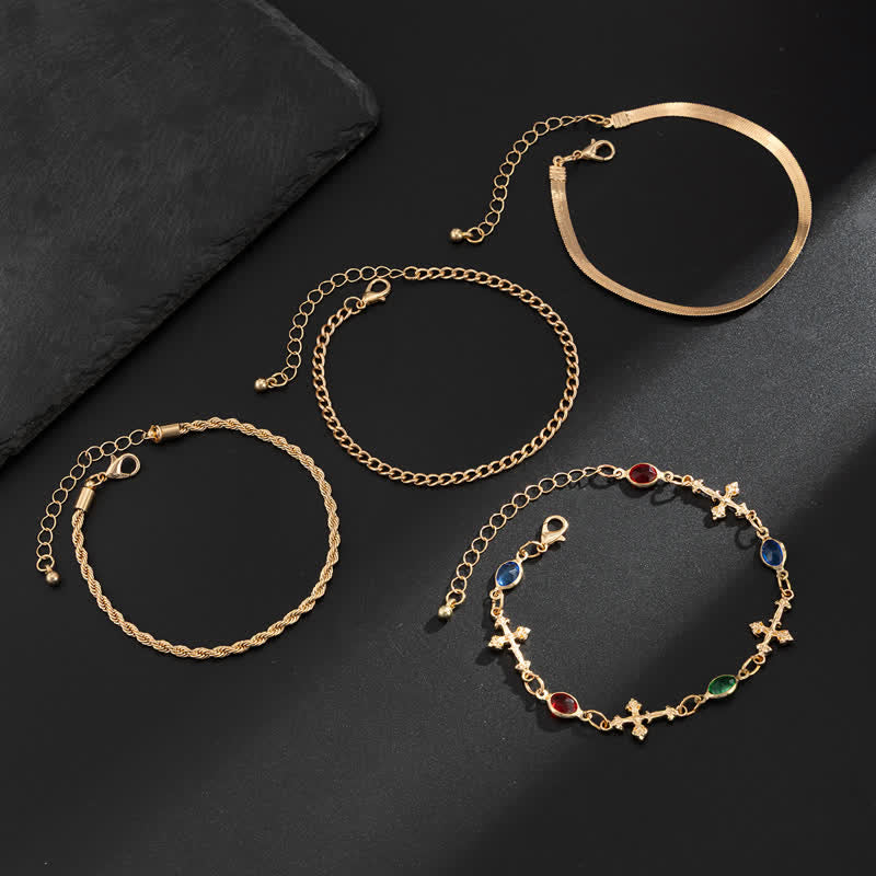 Elegant Multi-Style Cross Alloy Wrist Stack: Vessel of Quiet Devotion