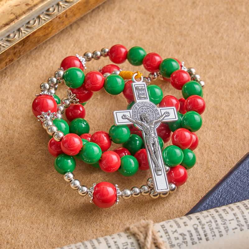 Heavenly Guard Beaded Rosary With Crucifix: Badge of Steady Guidance