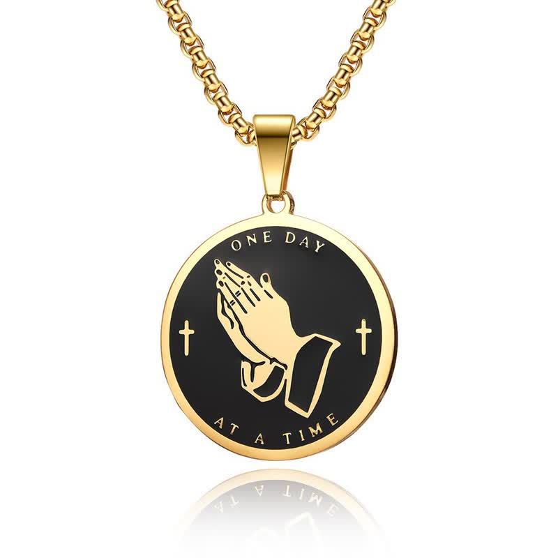 Dual-Sided Serenity Praying Hands Pendant Necklace: Token of Abiding Divine Calm