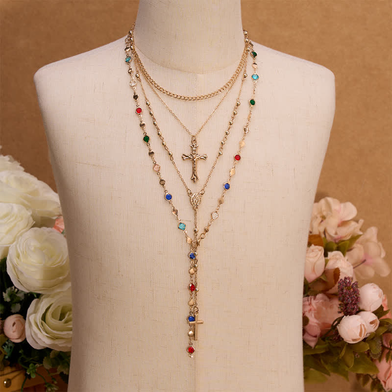Layered Cross Necklace Set: Multistrand Faith & Fashion-Forward Expression