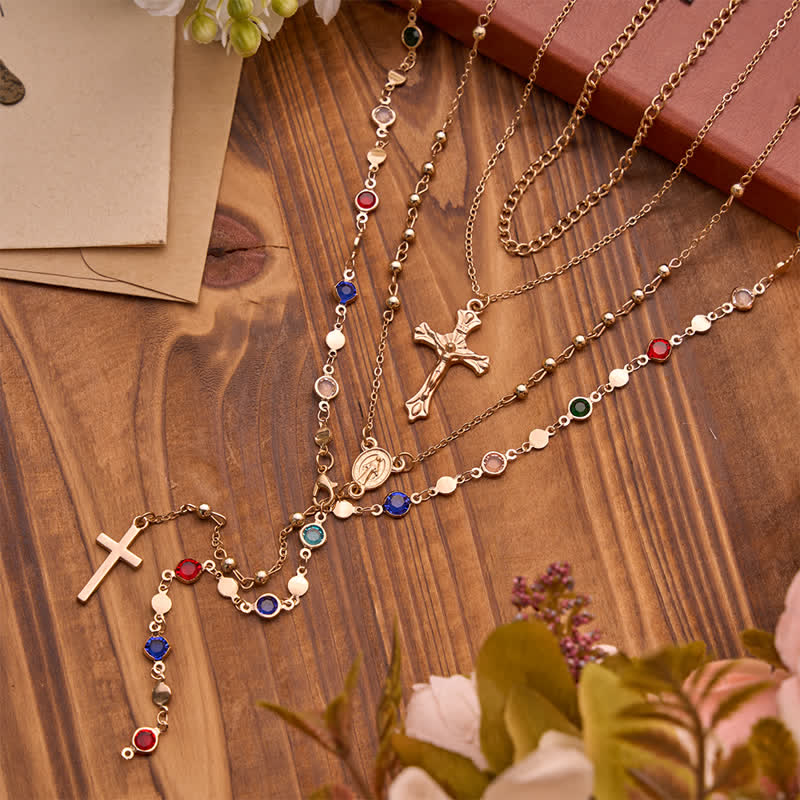 Layered Cross Necklace Set: Multistrand Faith & Fashion-Forward Expression