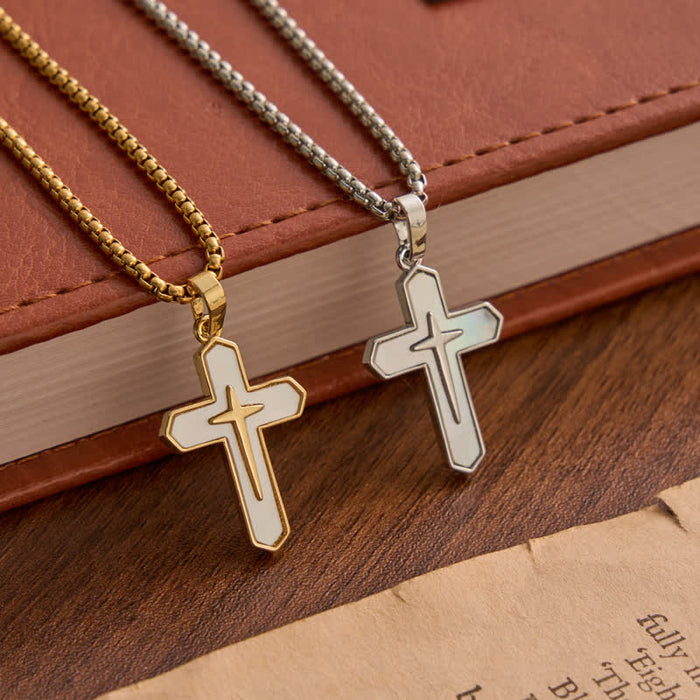 Refined Polished Copper Cross with Shell Inlay: Mark of Steady Heavenly Shelter