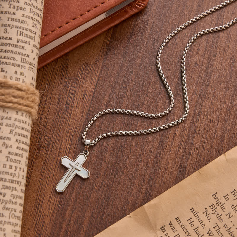 Refined Polished Copper Cross with Shell Inlay: Mark of Steady Heavenly Shelter