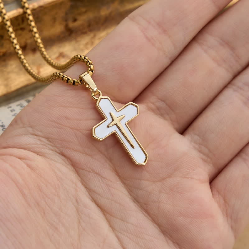 Refined Polished Copper Cross with Shell Inlay: Mark of Steady Heavenly Shelter