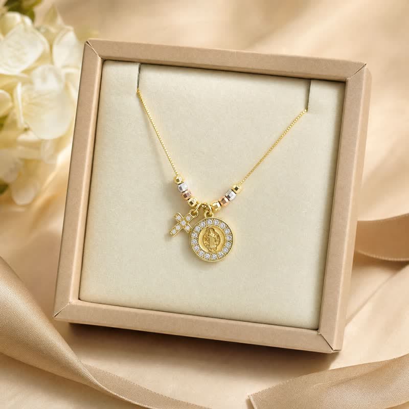 Mixed‑Bead St. Benedict Cross Pendant Necklace: Sign of Everlasting Sacred Safeguard