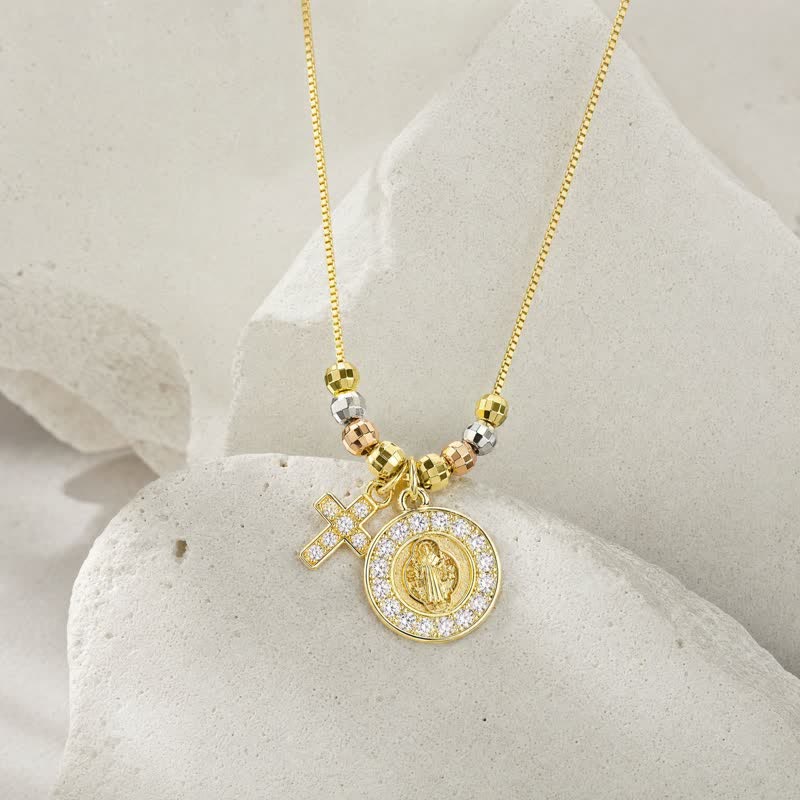 Mixed‑Bead St. Benedict Cross Pendant Necklace: Sign of Everlasting Sacred Safeguard