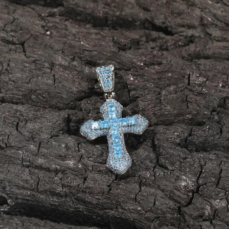 Chunky Sparkling Scalloped Cross With Rope Chain: Carrier of Bold Daily Benediction