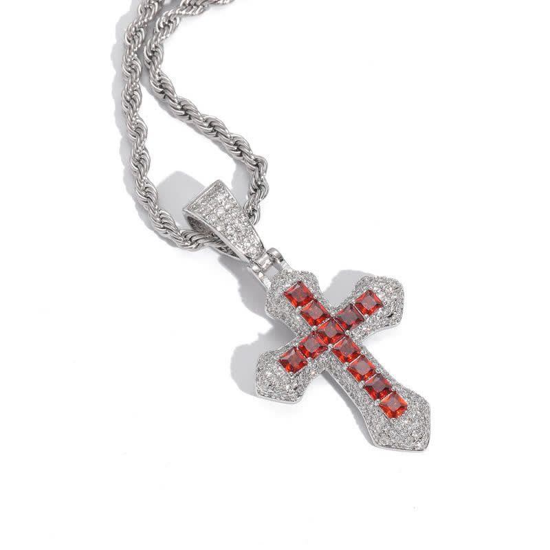 Chunky Sparkling Scalloped Cross With Rope Chain: Carrier of Bold Daily Benediction