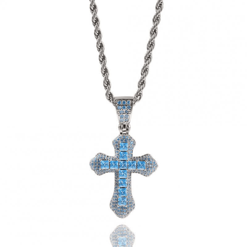 Chunky Sparkling Scalloped Cross With Rope Chain: Carrier of Bold Daily Benediction