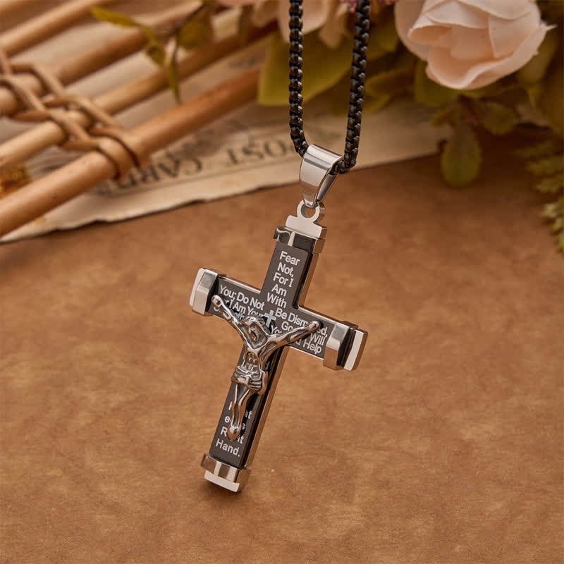 3D Sculpted Stainless Crucifix Necklace: Symbol of Timeless Divine Promise