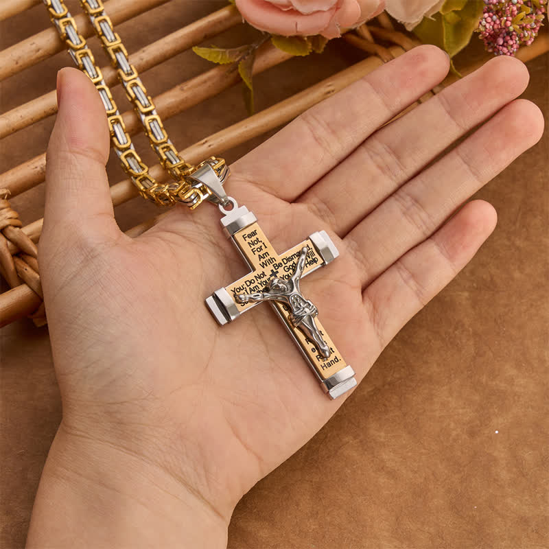 3D Sculpted Stainless Crucifix Necklace: Symbol of Timeless Divine Promise