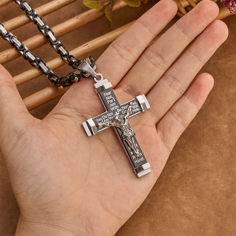 3D Sculpted Stainless Crucifix Necklace: Symbol of Timeless Divine Promise