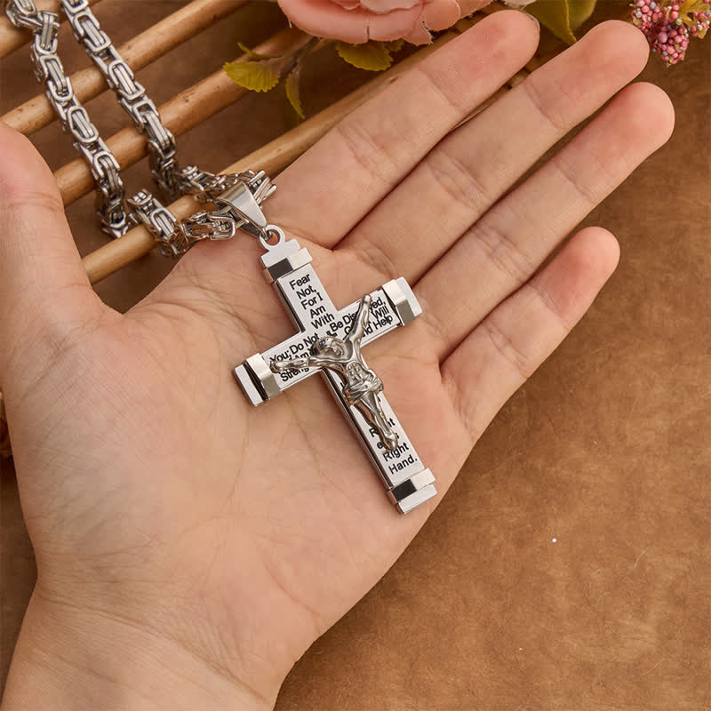 3D Sculpted Stainless Crucifix Necklace: Symbol of Timeless Divine Promise