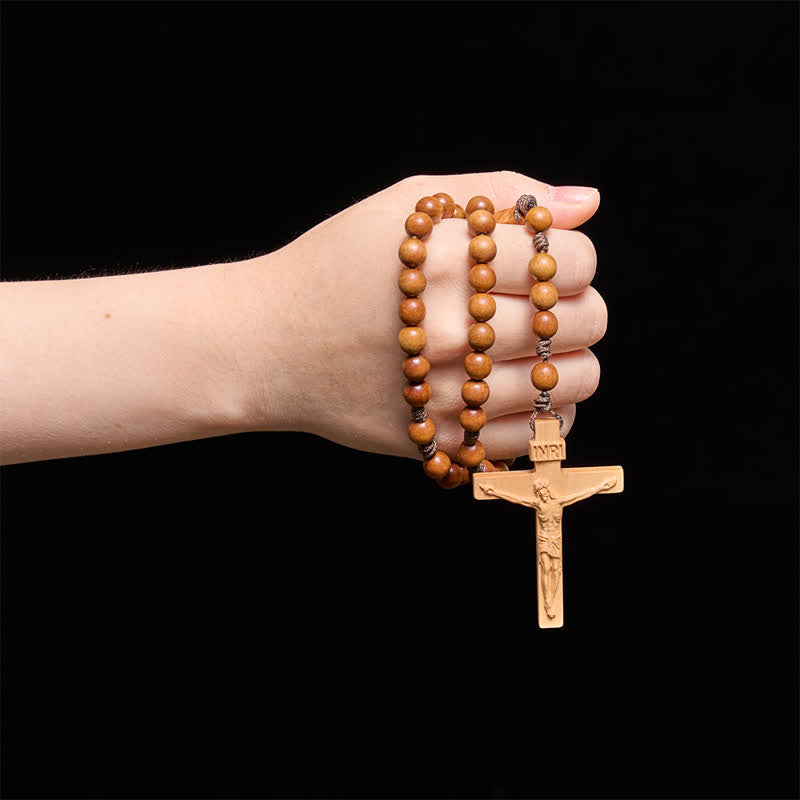 Natural Timber Prayer Rosary & Madonna and Child Motif: Token of Abiding Divine Warmth