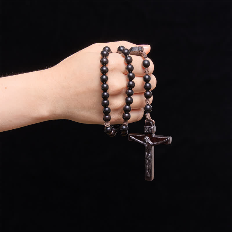Natural Timber Prayer Rosary & Madonna and Child Motif: Token of Abiding Divine Warmth