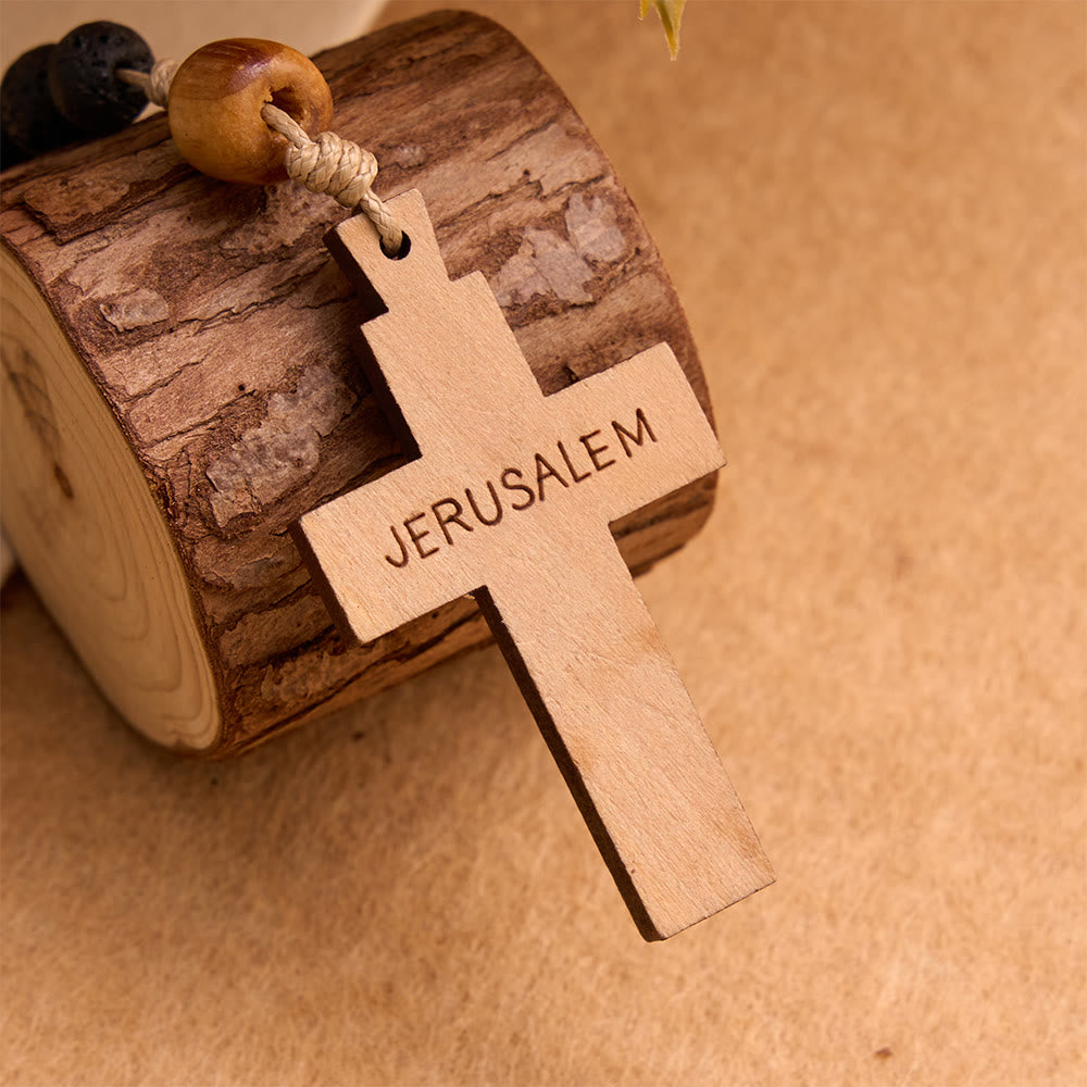 Natural Durable Volcanic Stone Rosary with St. Benedict Medal & Crucifix