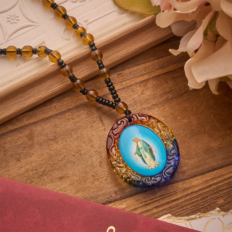 Holy Figure Collection Glass Beaded Necklace: Token of Sweet Divine Remembrance