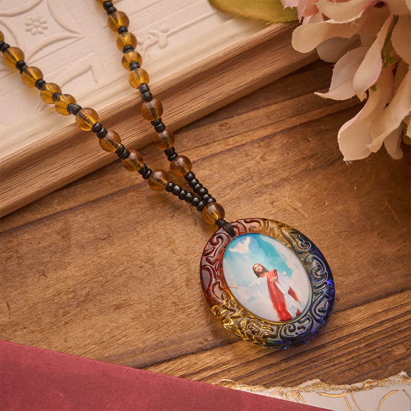 Holy Figure Collection Glass Beaded Necklace: Token of Sweet Divine Remembrance