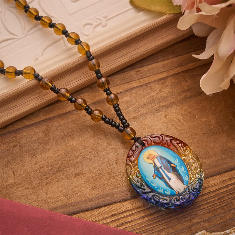 Holy Figure Collection Glass Beaded Necklace: Token of Sweet Divine Remembrance