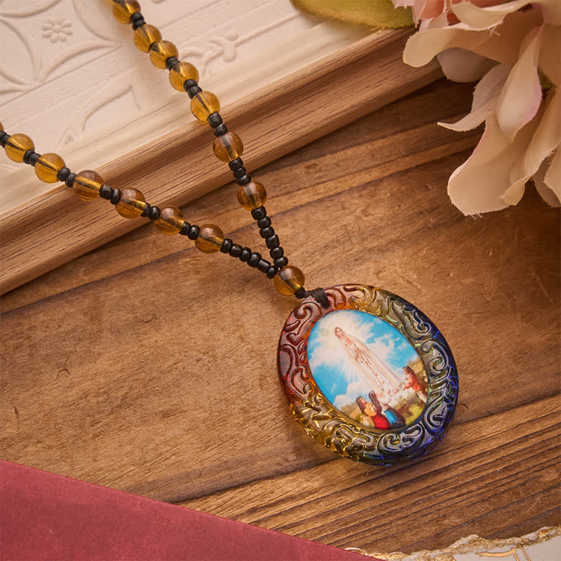 Holy Figure Collection Glass Beaded Necklace: Token of Sweet Divine Remembrance