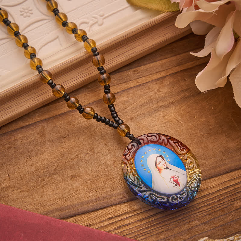 Holy Figure Collection Glass Beaded Necklace: Token of Sweet Divine Remembrance