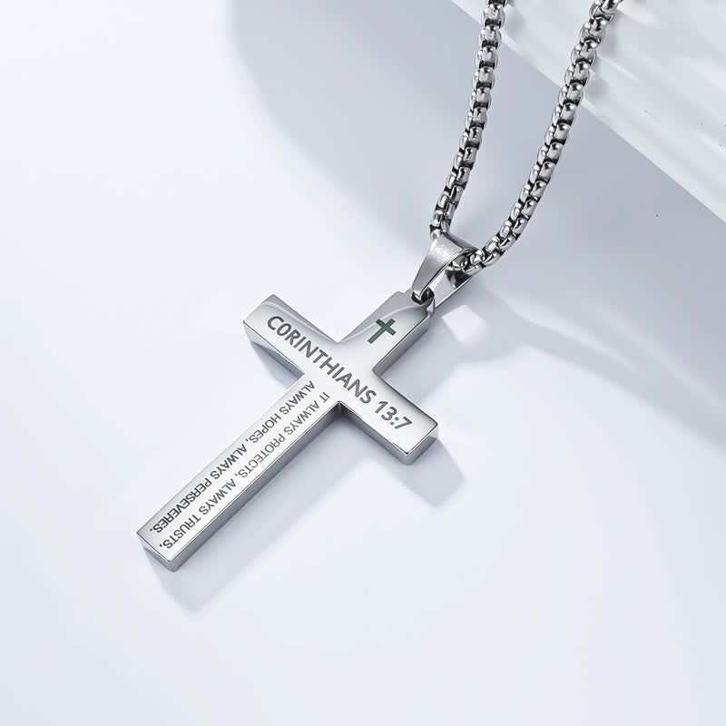 Heavy Duty Scripture Cross Necklace: Sign of Unfailing Divine Shelter