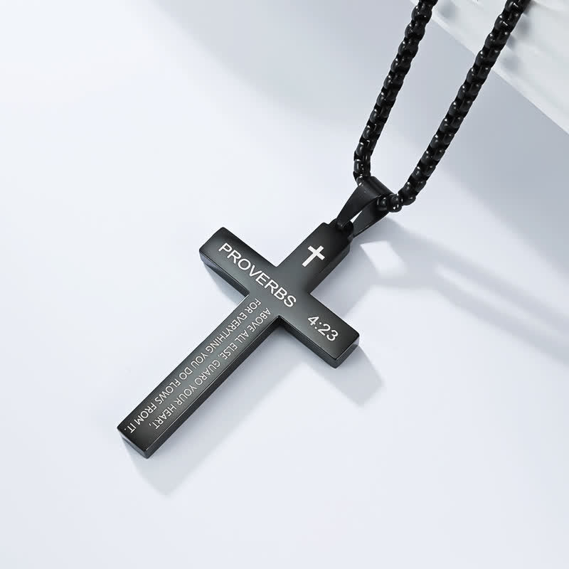 Heavy Duty Scripture Cross Necklace: Sign of Unfailing Divine Shelter