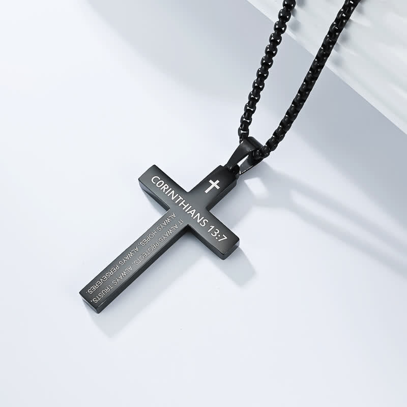 Heavy Duty Scripture Cross Necklace: Sign of Unfailing Divine Shelter