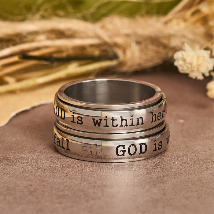 Smooth Rotatable Scripture Ring: Sacred Token of Inner Heavenly Peace