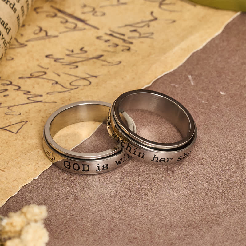 Smooth Rotatable Scripture Ring: Sacred Token of Inner Heavenly Peace
