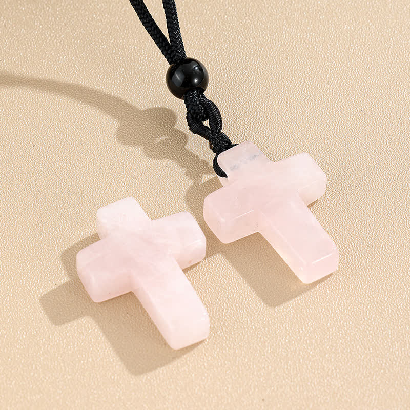 Versatile Natural Stone Cross Knot Necklace: Charm of Everlasting Divine Favor