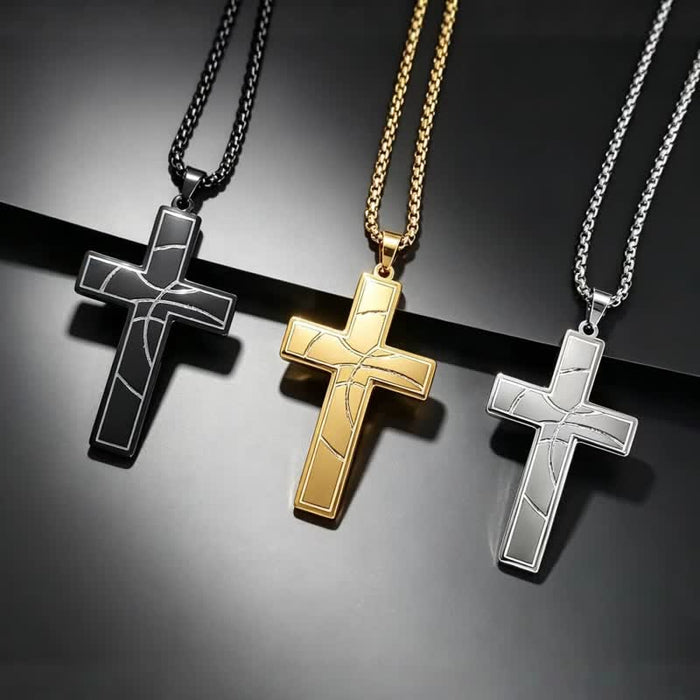 Modern Engraved Stainless Steel Cross Necklace: Bearer of Quiet Heavenly Comfort