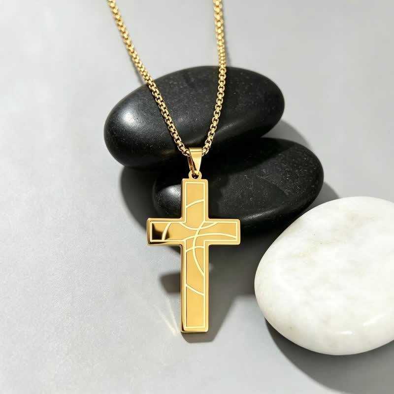 Modern Engraved Stainless Steel Cross Necklace: Bearer of Quiet Heavenly Comfort