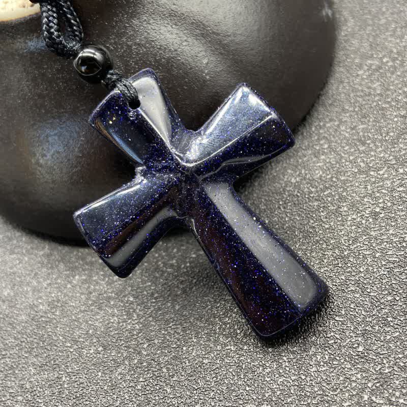 Polished Crystal Cross Knot Cord Necklace: Bearer of Gentle Heavenly Comfort