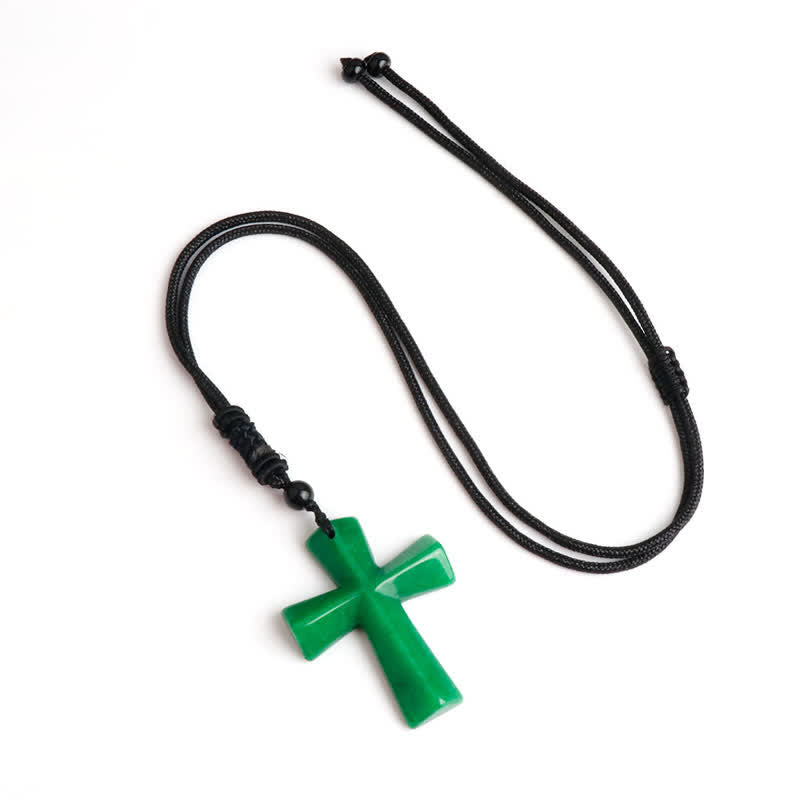 Polished Crystal Cross Knot Cord Necklace: Bearer of Gentle Heavenly Comfort