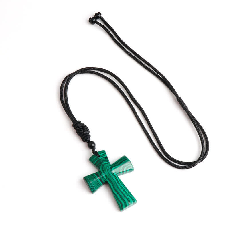 Polished Crystal Cross Knot Cord Necklace: Bearer of Gentle Heavenly Comfort