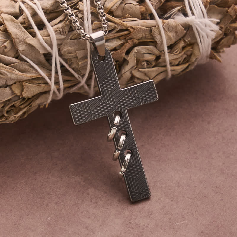 Engraved Scripture Cross Box Chain Necklace: Emblem of Heavenly Promise Grace