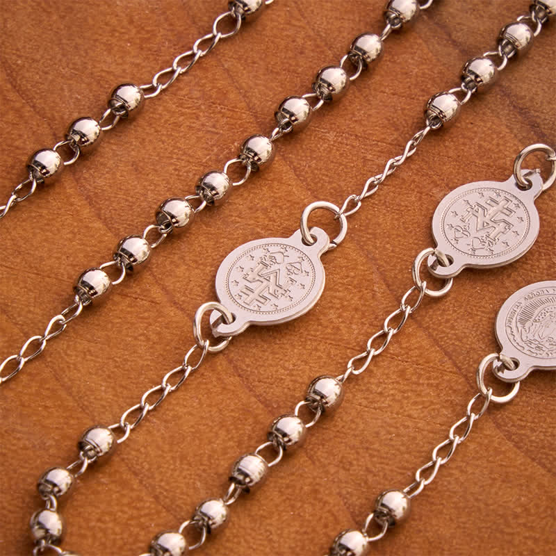 Our Lady Medal & Cross Ball Chain Rosary: Token of Gentle Divine Comfort