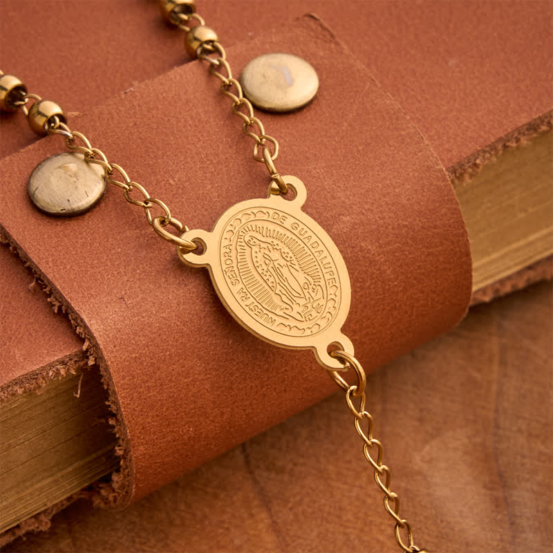 Our Lady Medal & Cross Ball Chain Rosary: Token of Gentle Divine Comfort