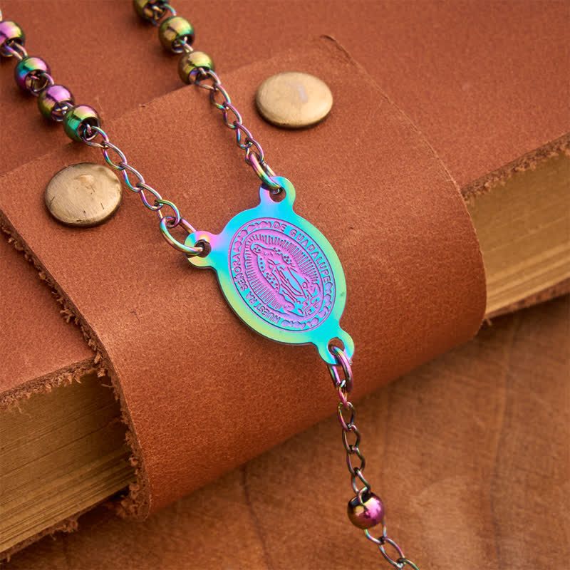 Our Lady Medal & Cross Ball Chain Rosary: Token of Gentle Divine Comfort