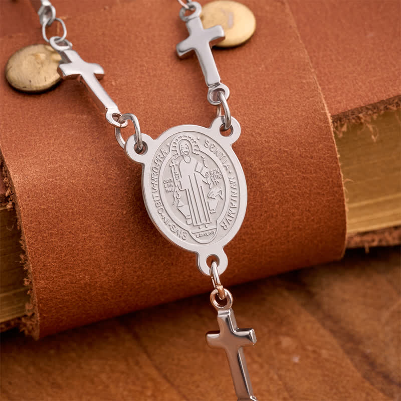 Our Lady Medal Cross Link Rosary: Token of Gentle Divine Comfort